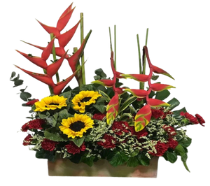 Sun flowers and Red Carnations Table Flower (FTA0093)
