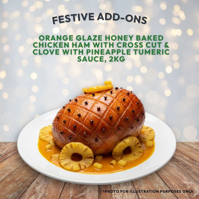 Orange Glaze Honey Baked Chicken Ham with Crosscut & Clove with Pineapple Turmeric Sauce - Christmas Festive Menu