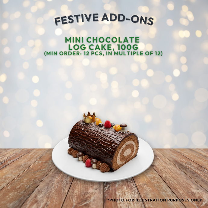 Mini Chocolate Log Cake (12 pieces x 100g) - Christmas Festive Menu