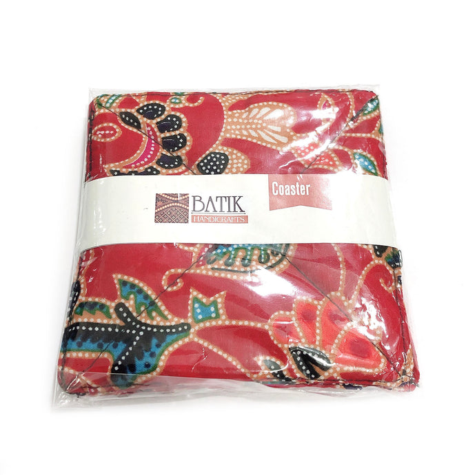 Batik Coaster made with red batik cloth in 2pc per pack